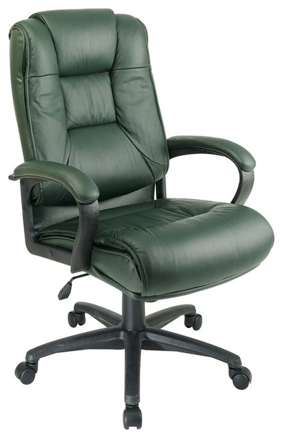 High back green executive leather office chair modern