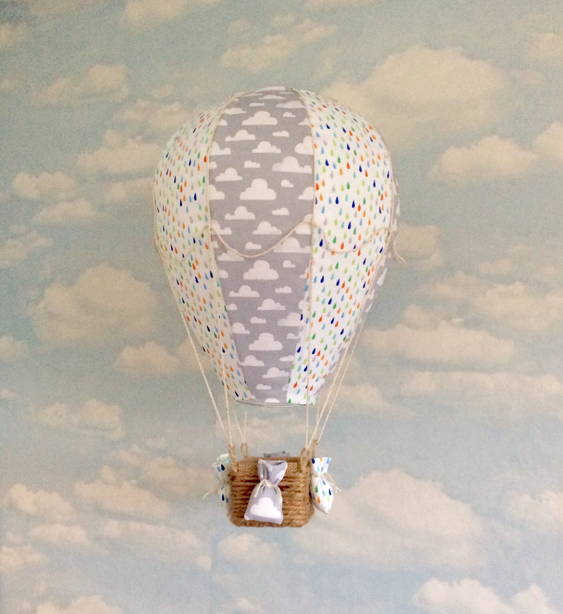 Hot air balloon light shade baby mobile nursery decor