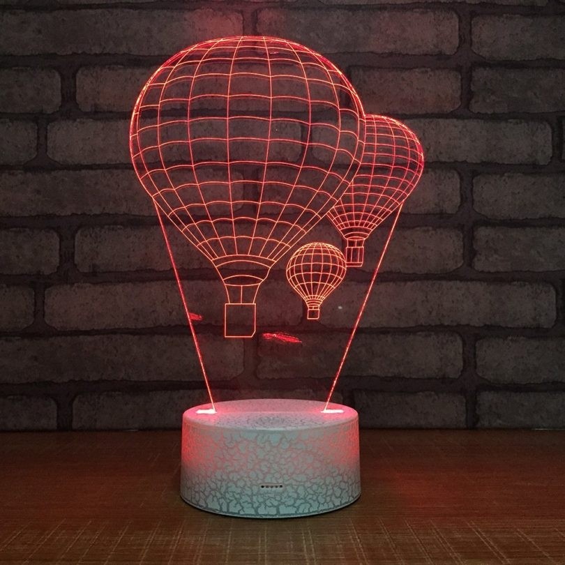 Hot air balloon night light 3d visual led desk lamp