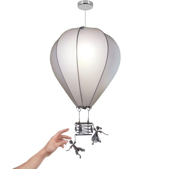 Hot air balloon nursery lamp shade with boy and girl