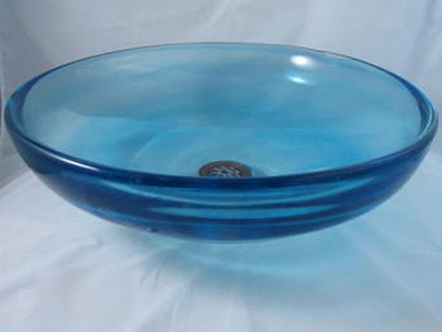 Ice blue glass vessel sink by bear creek glass sinks
