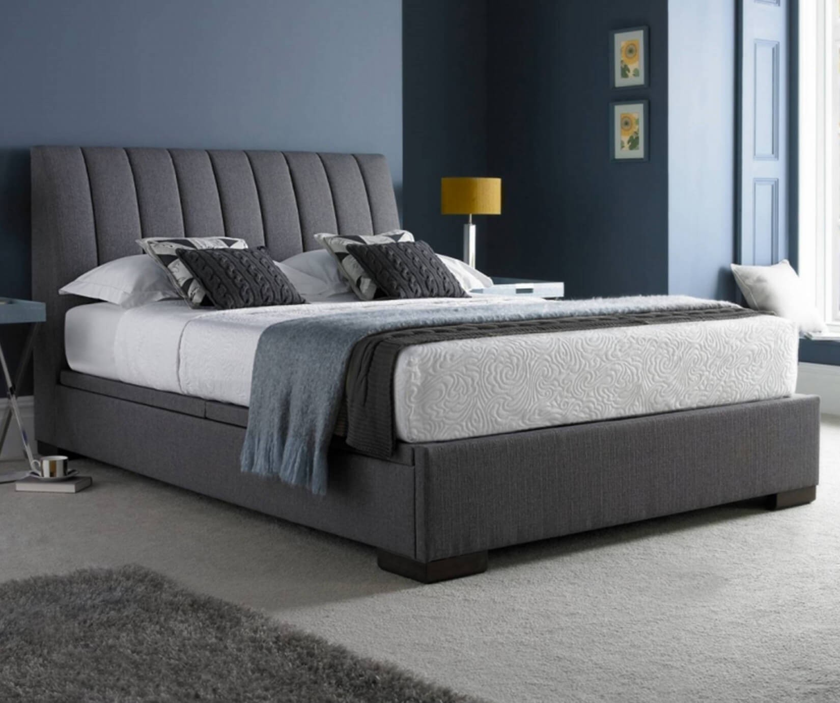 Kaydian beds lanchester grey fabric ottoman bed