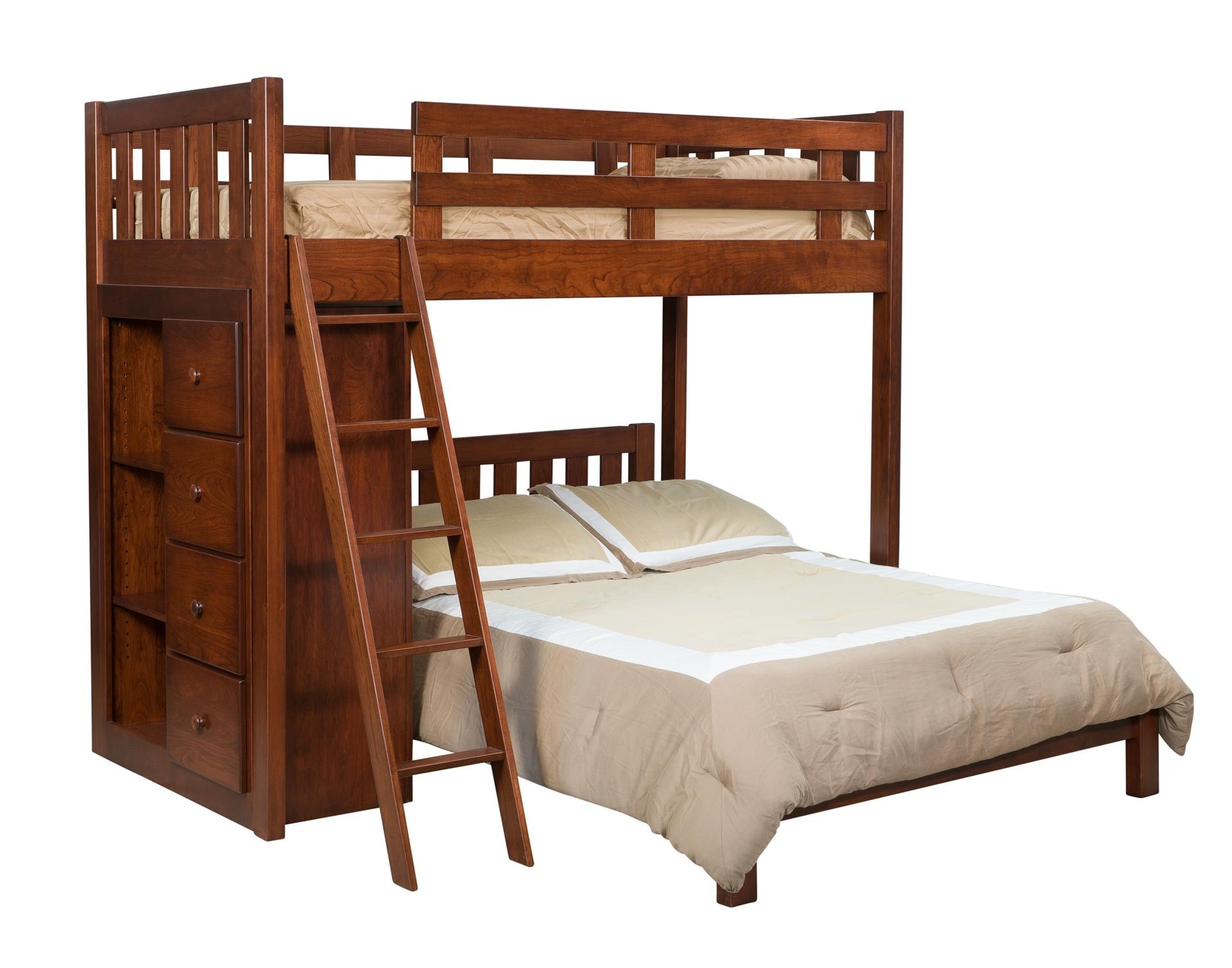 Kids bunk bed with bookcase from dutchcrafters amish furniture