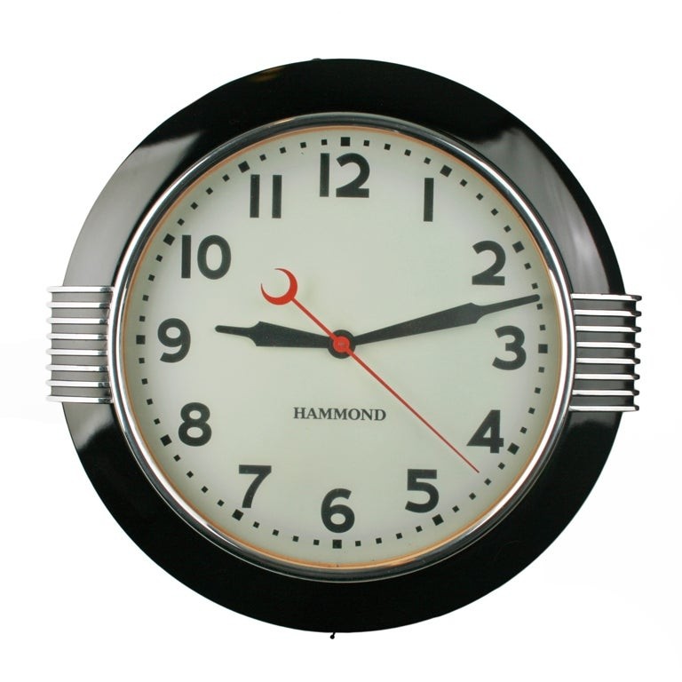 Large art deco illuminated hammond sychronous wall clock