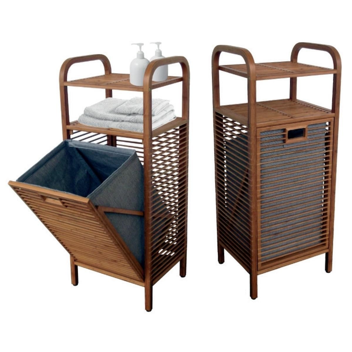 Laundry basket with 2 shelves with bamboo body 40 95