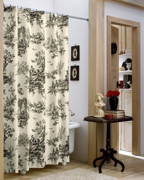Lavish black ivory classic toile shower curtain ebay