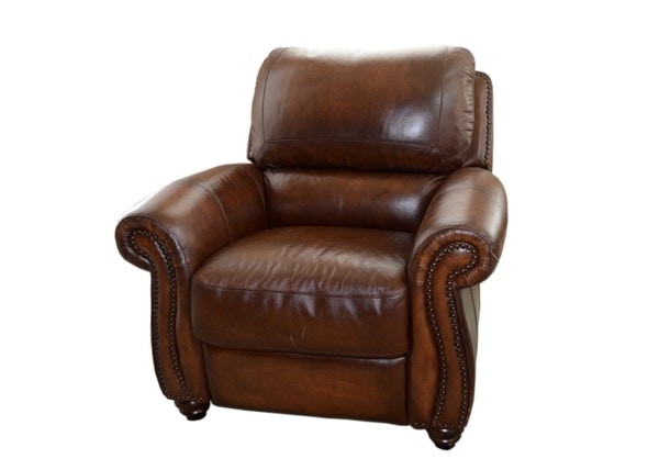Leather reclining chair with nailhead trim ebth