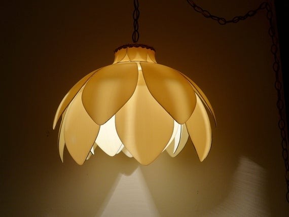 Lotus swag lamp mid century tulip flower shade pendant light