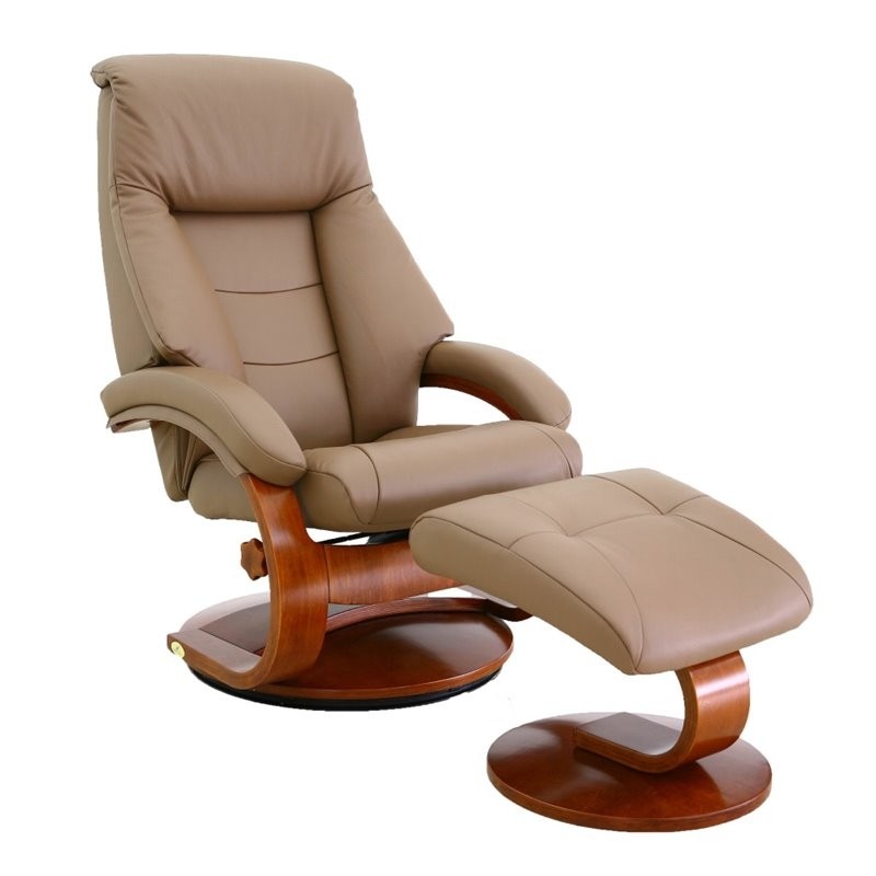 Mac motion oslo leather swivel recliner with ottoman in