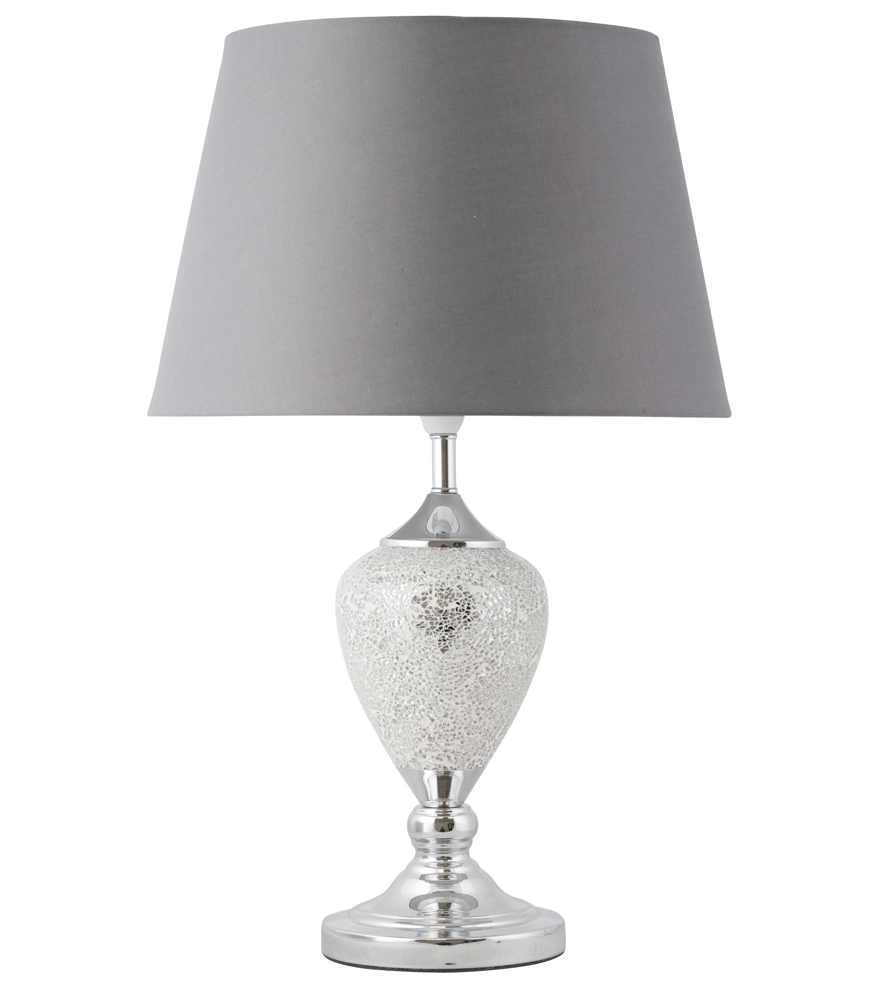 Mirrored crackle glass table lamp with grey shade 6