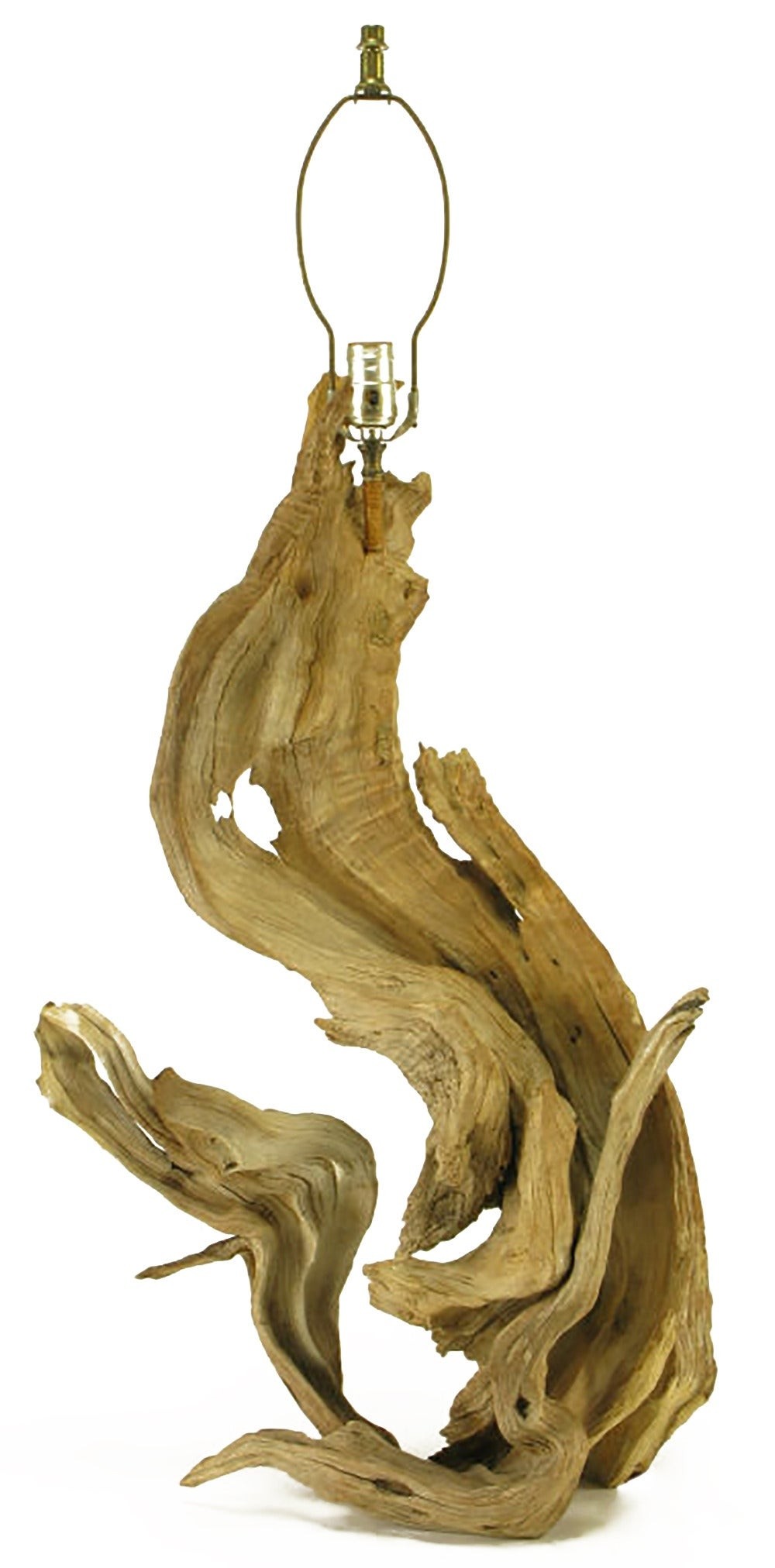 Naturally sculpted driftwood table lamp for sale at 1stdibs