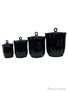 New large black 4pc kitchen canister set