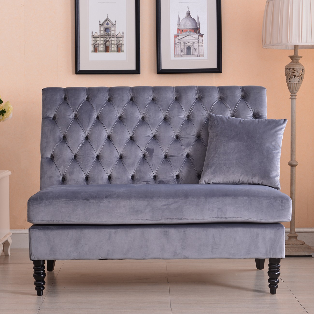 New modern tufted settee bedroom bench sofa high back 4