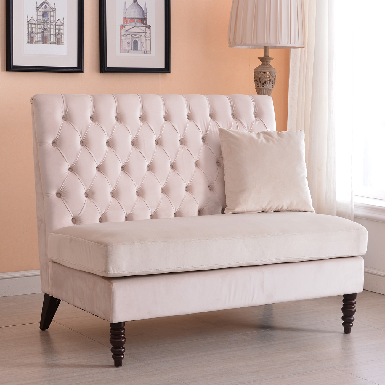 New modern tufted settee bedroom bench sofa high back 5