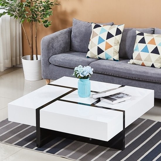 Nova extendable high gloss coffee table in white with