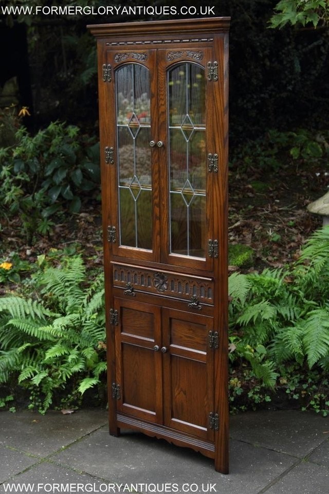Old charm jaycee light oak corner display china cabinet