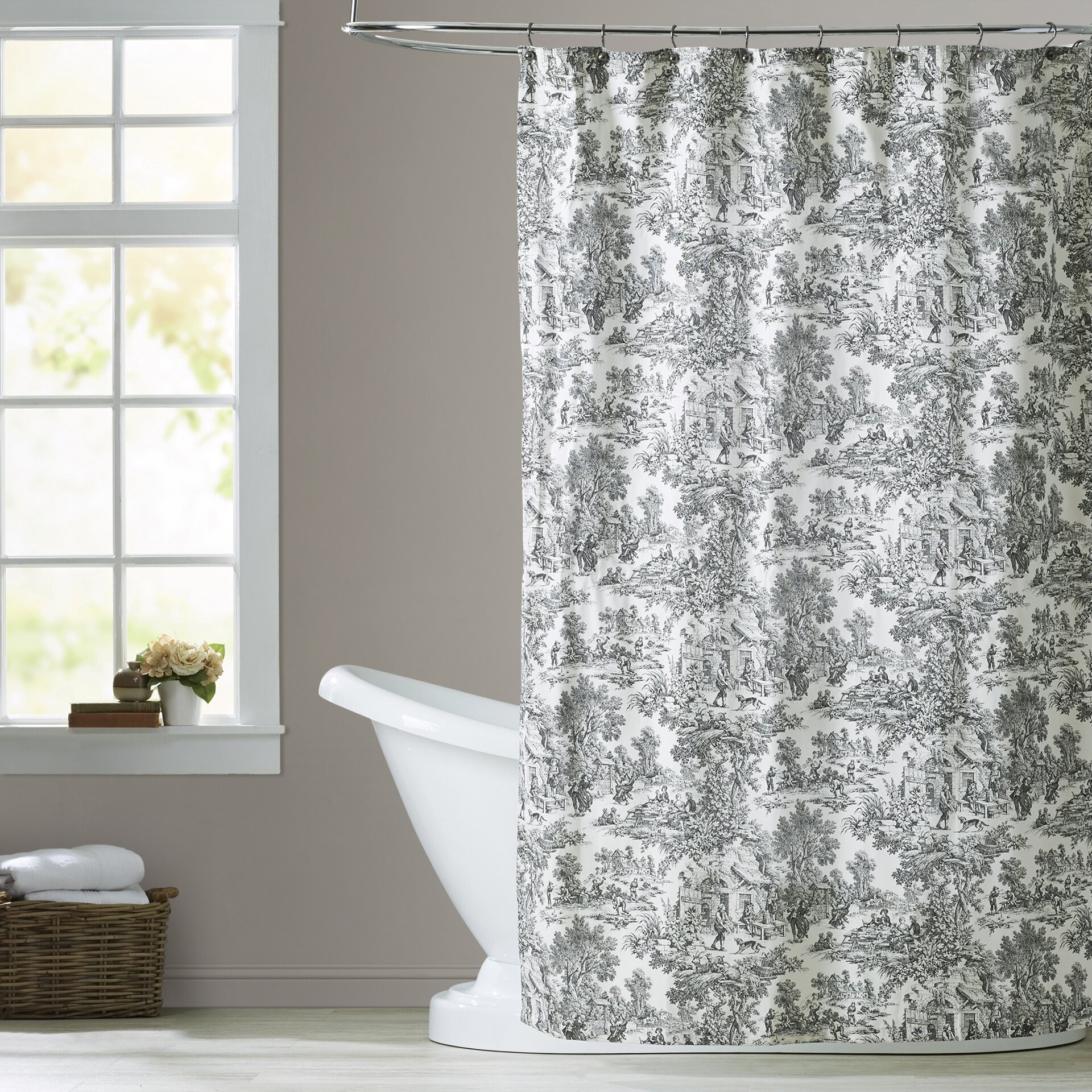 One allium way lablanc cotton toile shower curtain