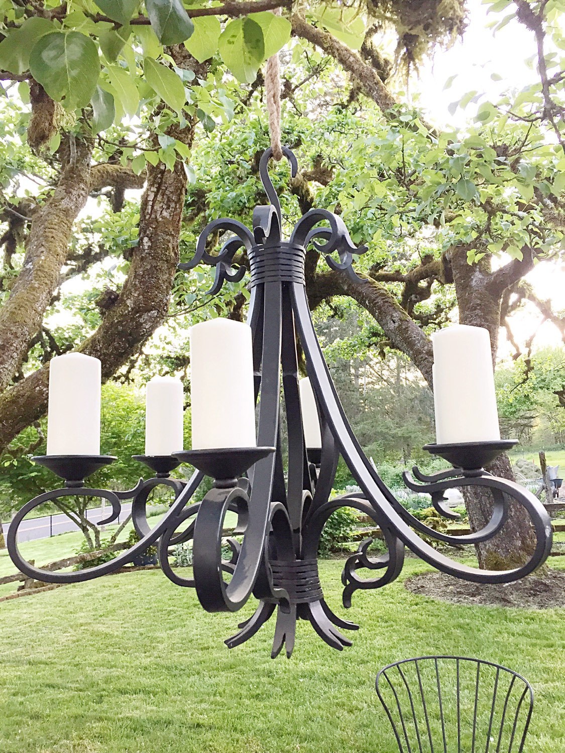 Outdoor candelabra wedding chandelier prop hanging light black