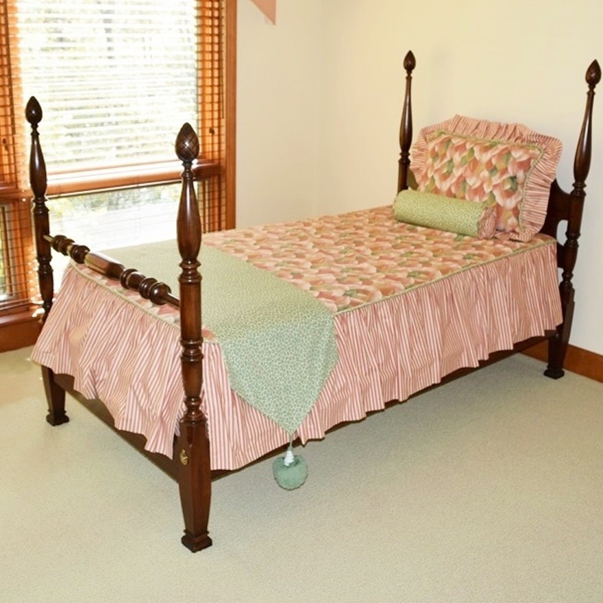 Pair of mahogany four poster twin beds ebth