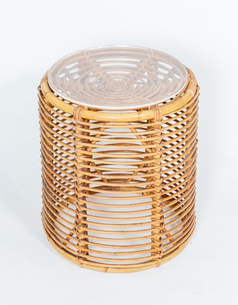Pair of round rattan ottomans for sale at 1stdibs 1