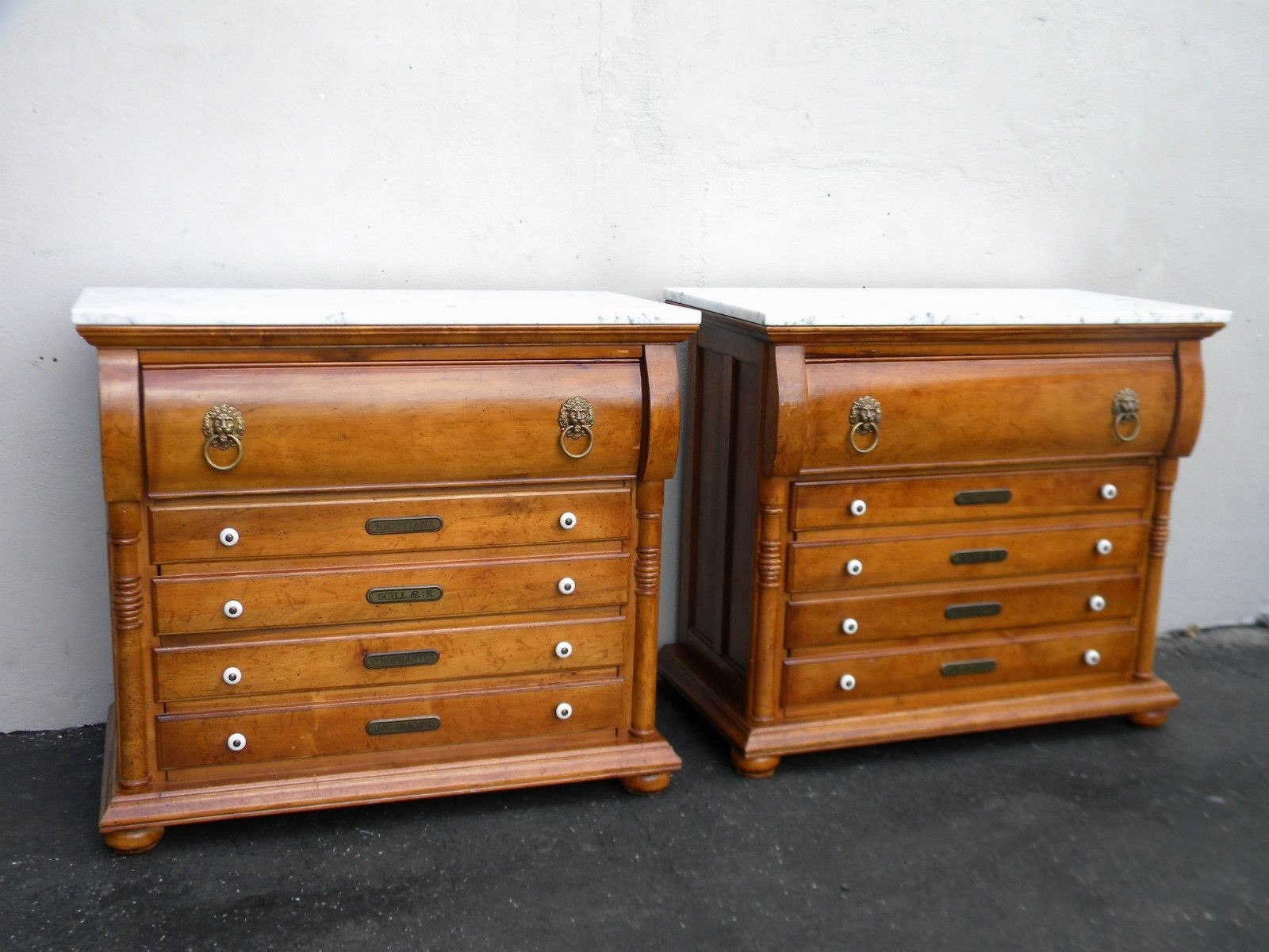 Pair of victorian style apothecary marble top large