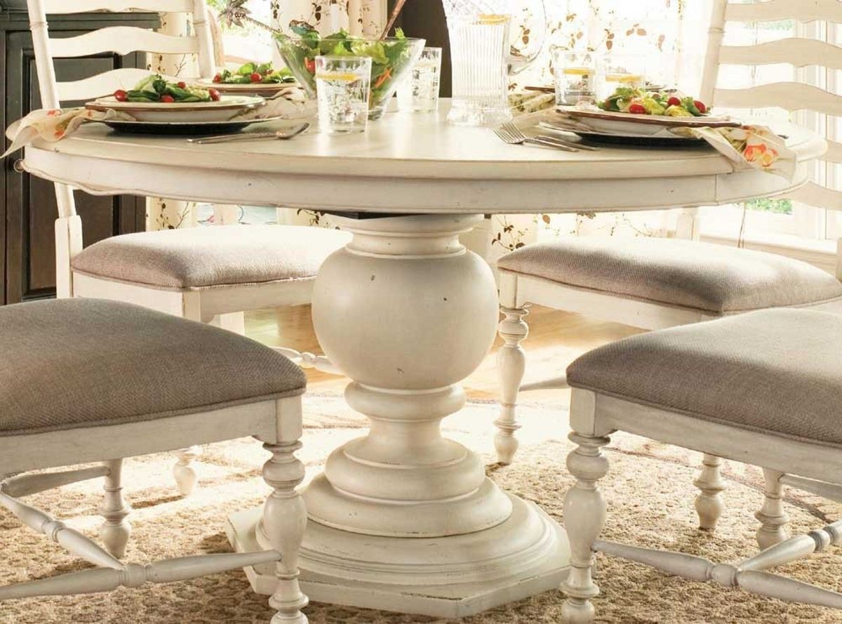 Paula deen home round pedestal table in linen by dining