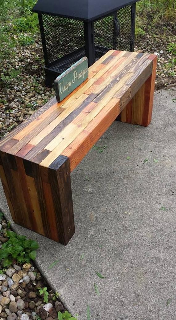 Reclaimed pallet wood rustic bench by unique primtiques etsy