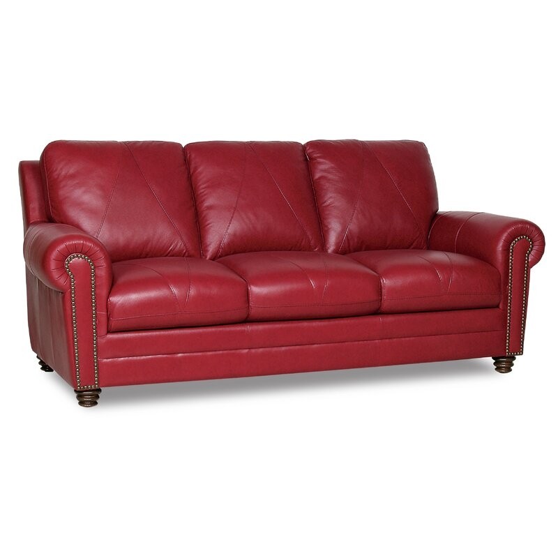 Red barrel studio priddy leather round arms sofa reviews 1