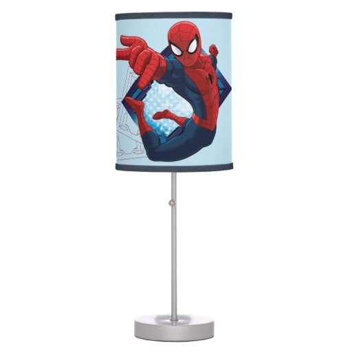 Spider man action character badge table lamp zazzle