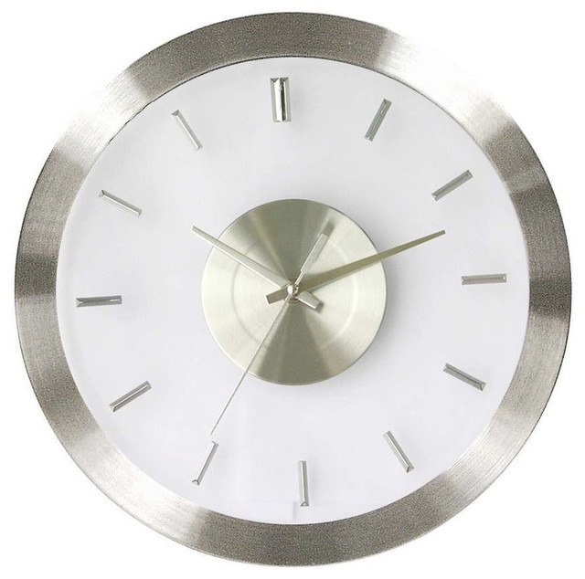 Stainless steel wall clock w clear face modern wall