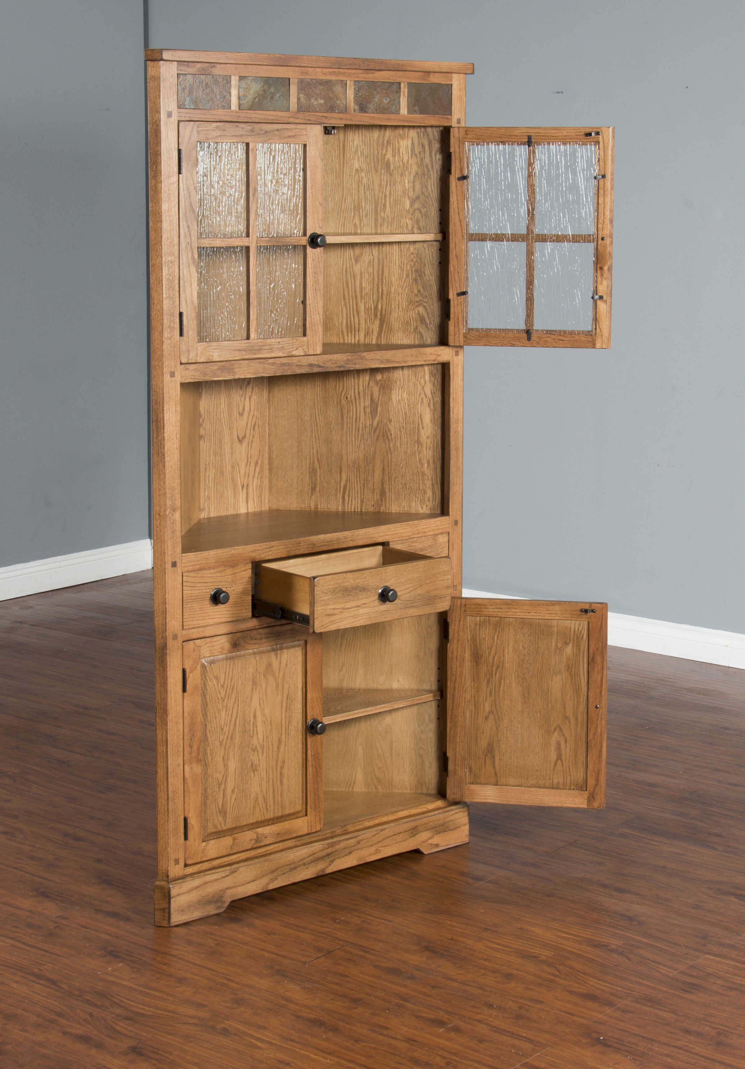 Sunny designs sedona rustic oak corner china cabinet the