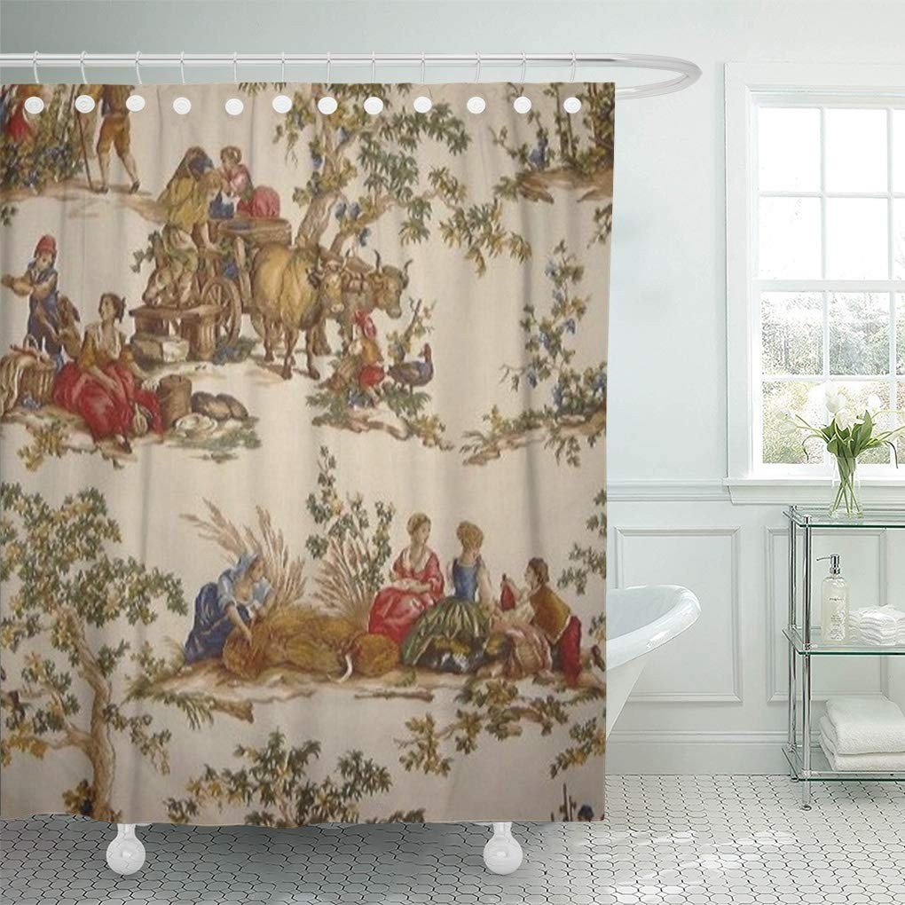 Suttom vintage french country toile mojo reversible shower