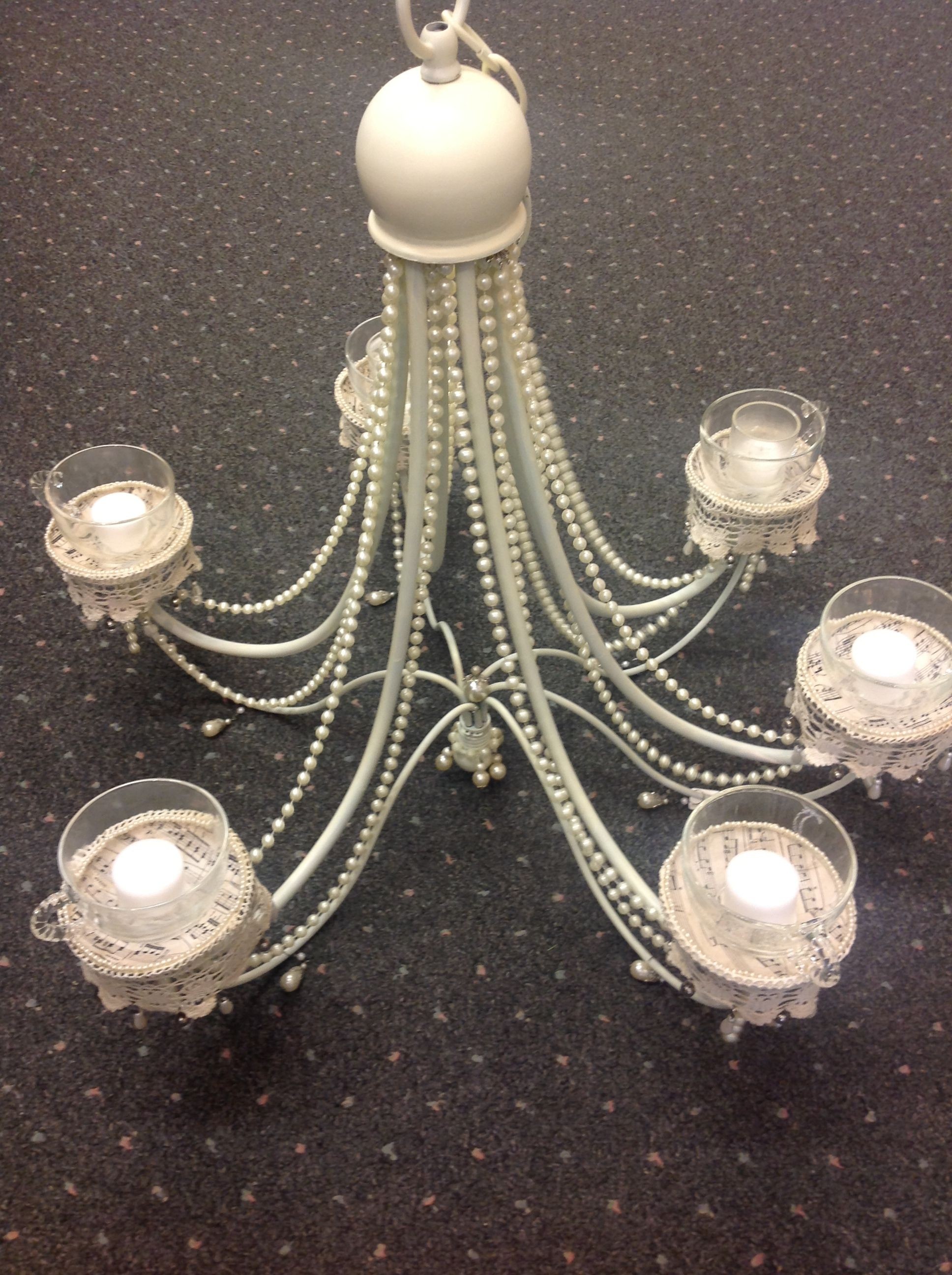 Tea cup chandelier for votive candles with images tea