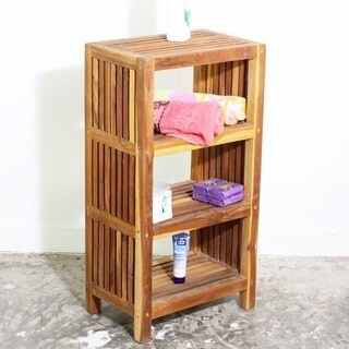 Teak towel stand with shelf thailand 14140103 1