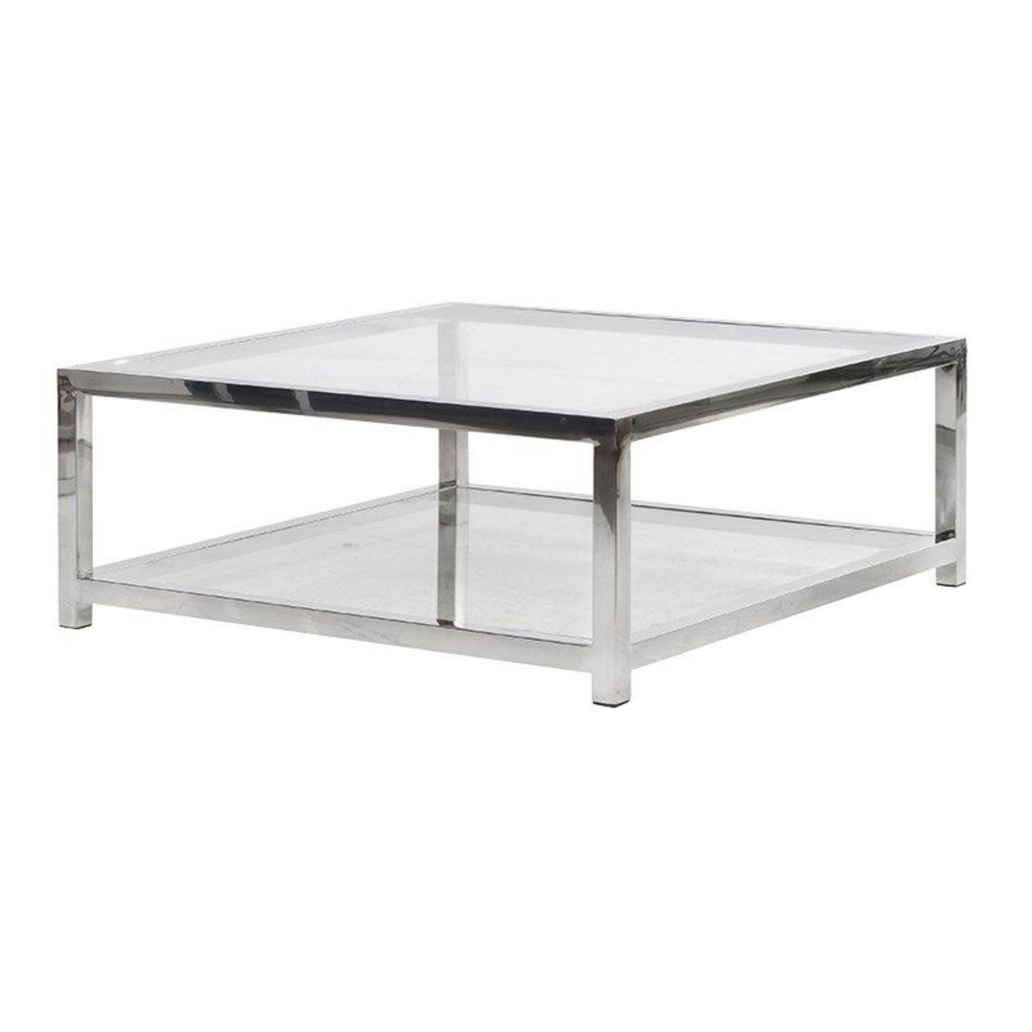 Terano contemporary metal and glass top square coffee