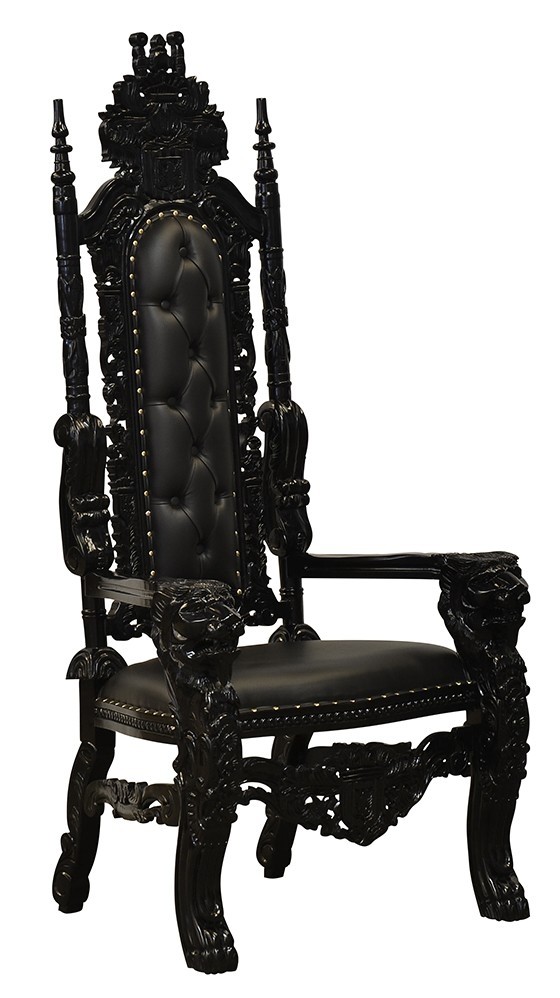 Throne chair lion king black frame upholstered in