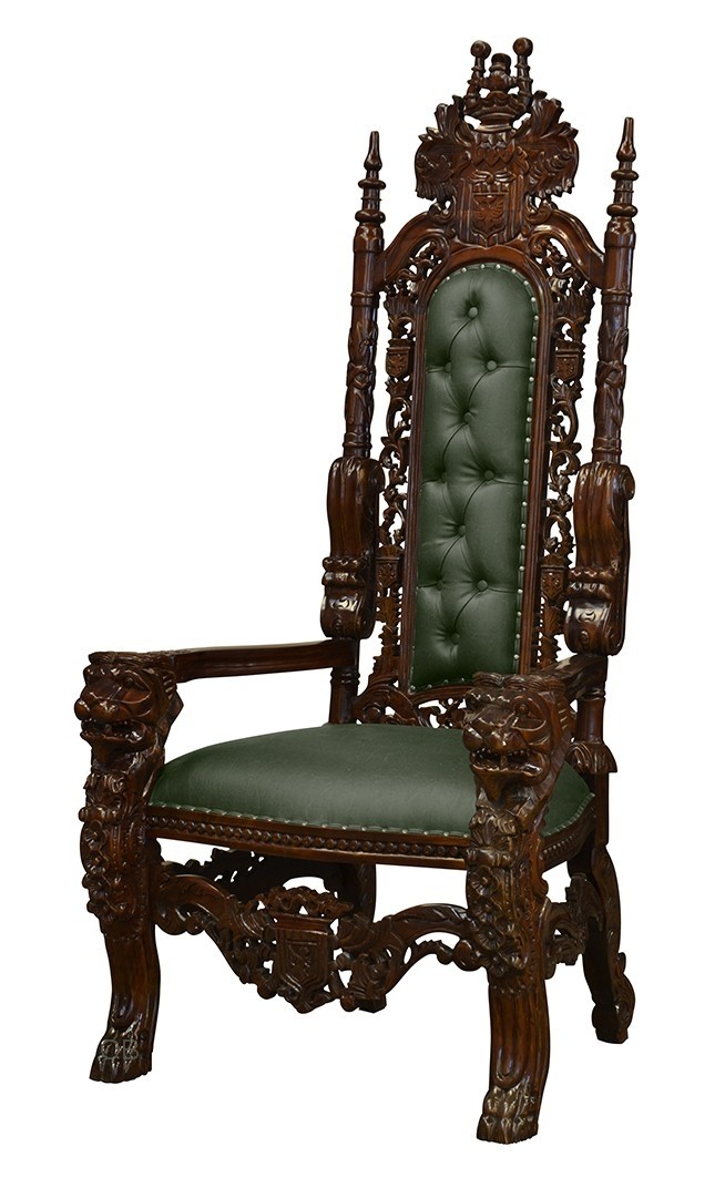 Throne chair lion king solid mahogany frame