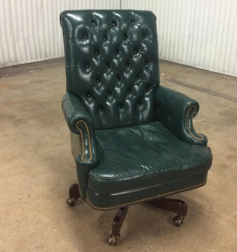 Tufted Green Leather Executive Office Chair