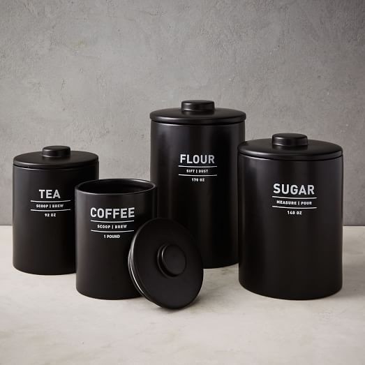 Utility canisters black black kitchen accessories