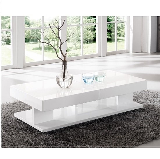 Verona extendable high gloss coffee table in white 21025