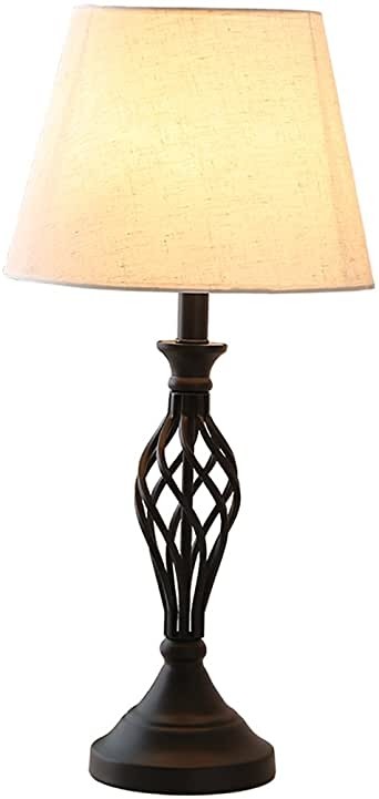 Vintage black wrought iron large table lamp creative led