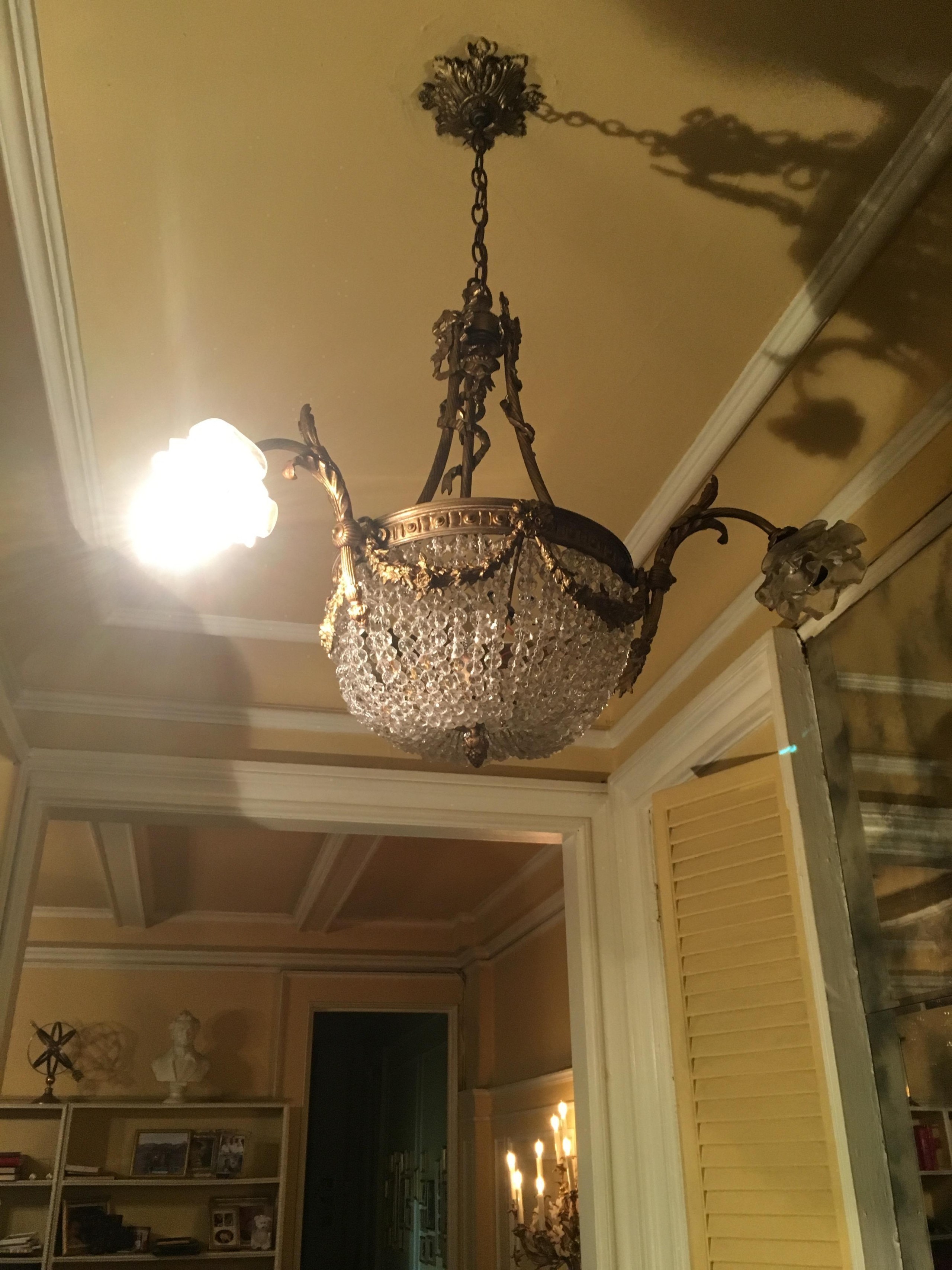Vintage french empire style crystal chandelier antique