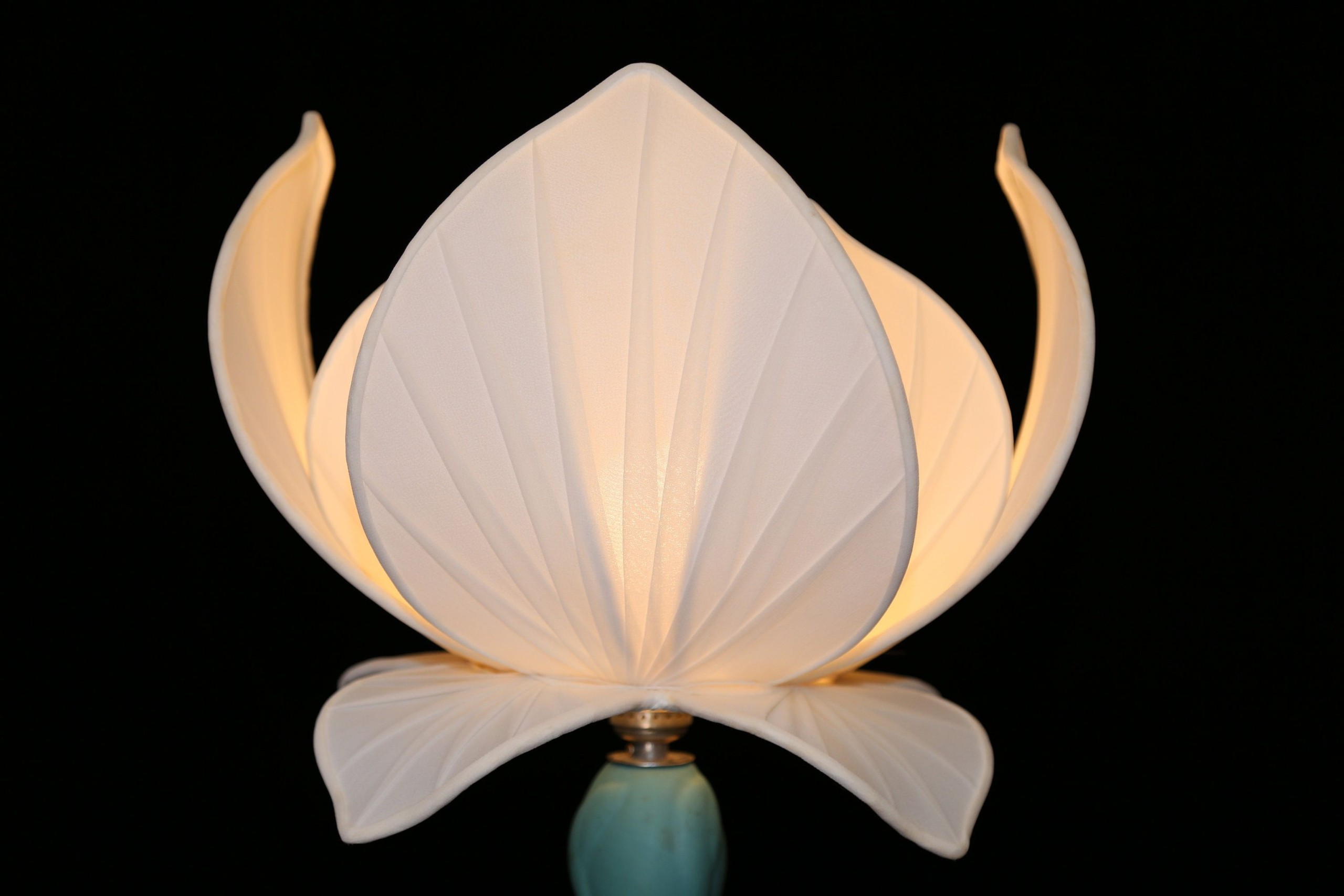 Vintage lotus flower lampshade authentic white fabric