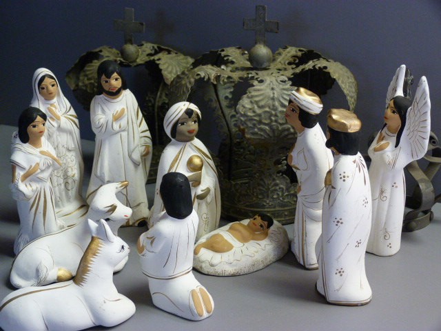 Vintage nativity scene ceramic figurine by