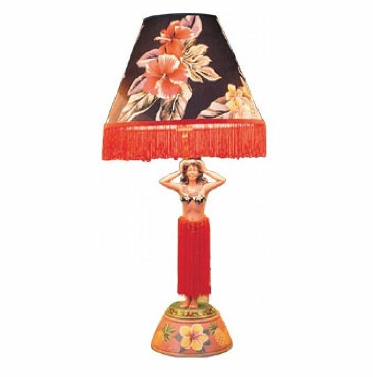 Vintage style hula lamp hula girl 26 floral shade with