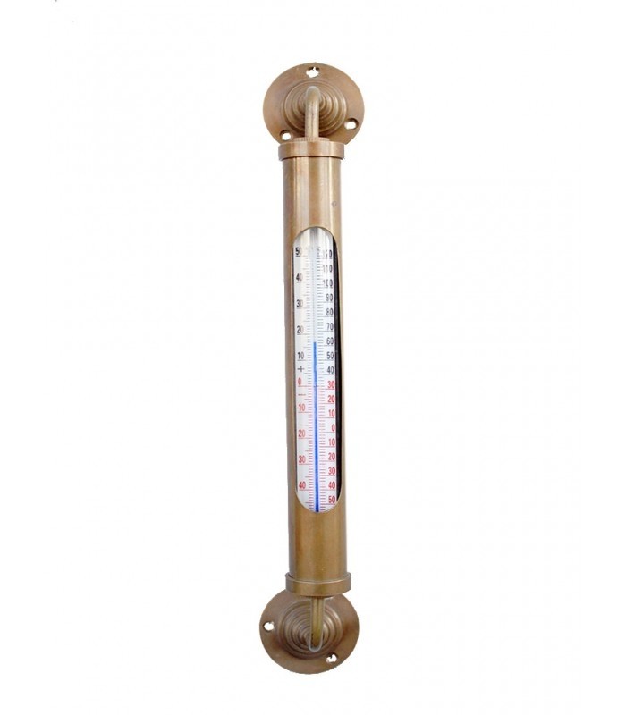 Wall outdoor thermometer brass