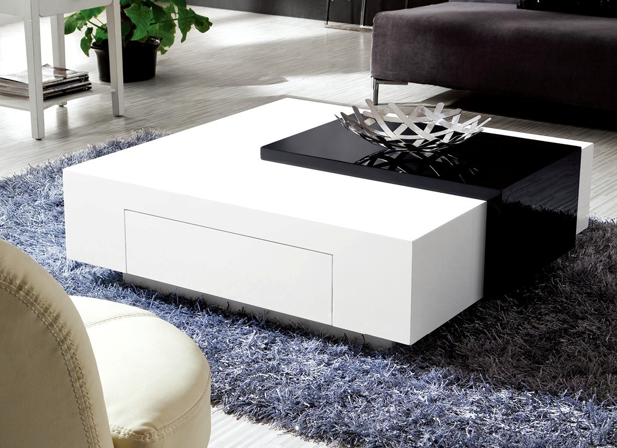 White high gloss coffee table with storage ideas 5