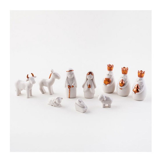 White miniature porcelain nativity scene sets with box