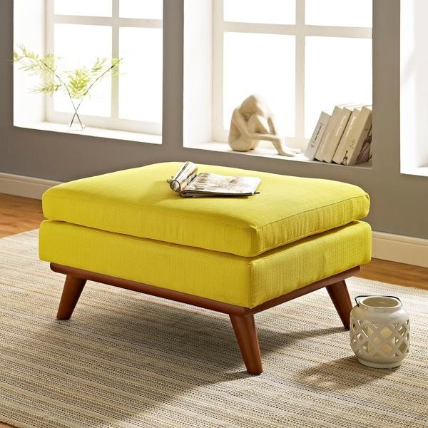 Yellow engage fabric ottoman