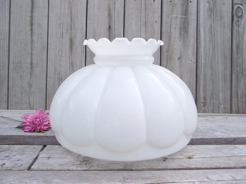 14 lamp shade antique milk glass melon shade for
